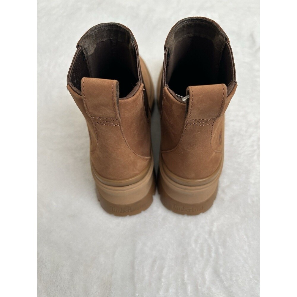Timberland Roxie Lane Chelsea Boots Women’s 9 Brown Nubuck Pull On Lug Sole NEW - Picture 4 of 8
